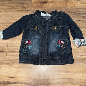 Koala Kids Navy Denim Jacket with Colorful Floral Accents